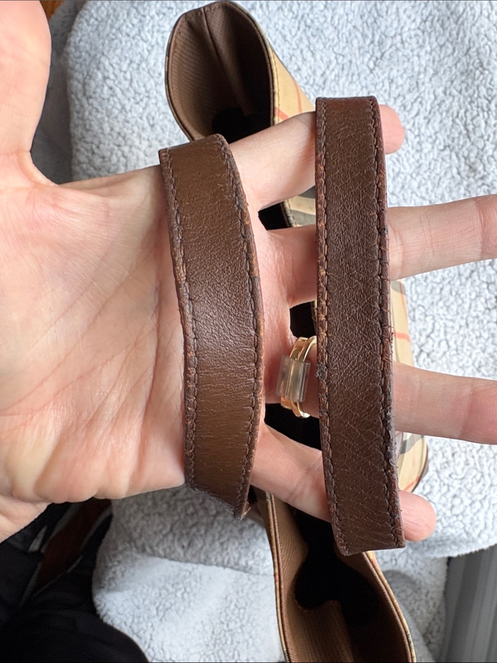 Authentic Vintage Burberrys Nova Check Small Handbag Brown Leather - Picture 11 of 17